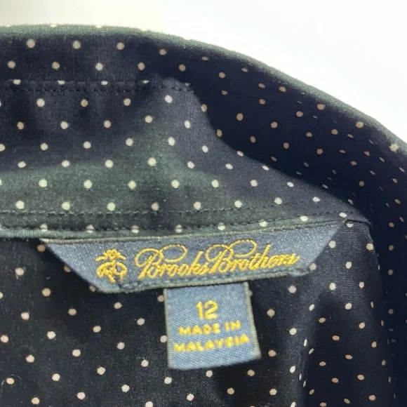 🛍️Brooks Brothers Polka Dot Button Down Shirt Dress Tie Waist Long Sleeve - Picture 7 of 9